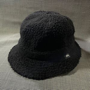 STUSSY Sherpa Bucket Hat バケットハット ステューシー ボア ブラック 黒 帽子 キャップ もこもこ ユニセックス 男女兼用 00s y2k 柳10558