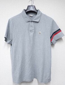 豊20HT6/8A◆MONCLER モンクレール メンズ ポロシャツ 半袖 グレー 胸ワンポイント サイズXL 良品◆