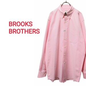 美品 BROOKS BROTHERS ボタンダウンシャツピンクブルックスブラザーズピンク 長袖シャツBDシャツオックスフォードシャツ 無地XLサイズ相当