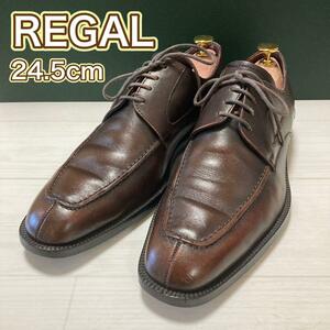 良品 REGAL リーガル J261 24.5cm 濃茶 Uチップ 革