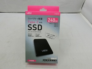 【未使用】 リーダーメディアテクノ LAZOS ポータブルSSD 240GB L-S240-B