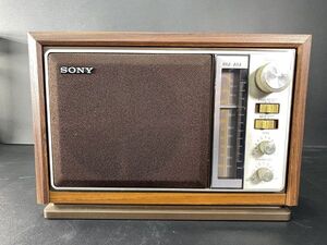 ソニー SONY ラジオ　ICF-9740 AM FM 木調目トランジスタラジオ ホームラジオ 昭和レトロ 動作確認済み 当時物 アンティーク(4012)