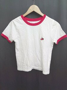 ◇ KIRSH キルシー 半袖 リンガー Tシャツ サイズ1 ホワイト レッド系 レディース P