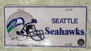 922-1 NFL アメリカンフットボール SEATTLE Seahawks オフィシャル ライセンス シール付き メタルプレート（30×15.2㎝）