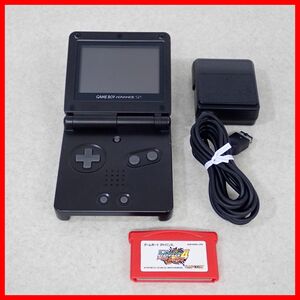 動作品 GBASP ゲームボーイアドバンスSP 本体 AGS-001 オニキスブラック + ソフト ロックマンエグゼ4 トーナメントレッドサン Nintendo【10