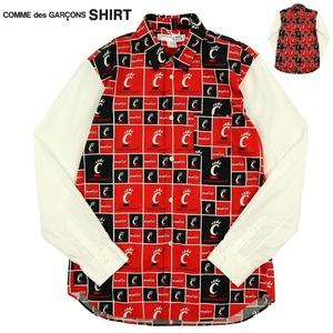 【B2340】【美品】COMME des GARCONS SHIRT BOY コムデギャルソンシャツ ボーイ 長袖シャツ 総柄 BEARCATS サイズL