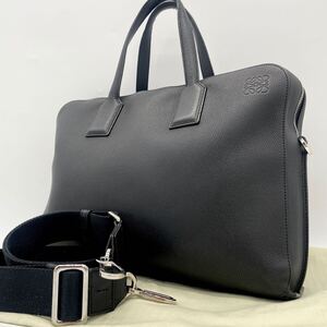 【極美品 定価30万超え相当】LOEWE ロエベ ビジネスバッグ ブリーフケース レザー 2way 純正ショルダー 黒 メンズ ビジネス ゴヤ 保存袋