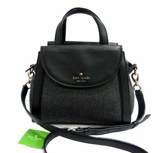 ■Kate Spade 2WAY ミニショルダーバッグ ハンドバッグ バイカラー ウール×レザー レディース ケイトスペード 1円スタート