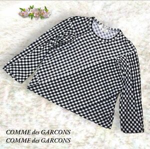 COMME des GARCONS コムデギャルソン コムコム ブラウス ギンガムチェック トップス 綿100% 白 黒 グレー XS