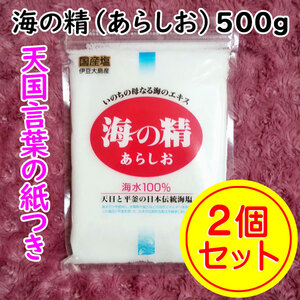 【送料無料】斎藤一人さんオススメの自然塩 海の精 あらしお 500g×2袋 天国言葉の紙つき（can0993) 結界塩 天然塩 あら塩