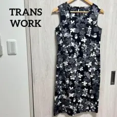 【TRANS WORK】レディース　ノースリーブ　ひざ丈ワンピース　ブラック　M