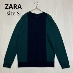 ZARA ザラ メンズ バイカラー スウェット トレーナー プルオーバー 薄手