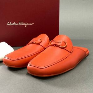 12k6 Salvatore Ferragamo サルヴァトーレ フェラガモ 2022SS ガンチーニ レザーサンダル スリッパシューズ サイズ10 M オレンジ レザー