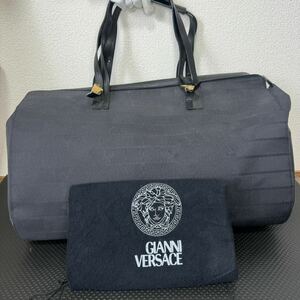 GIANNI VERSACE ジャンニ ヴェルサーチ ボストンバッグ ハンドバッグ ブラク 保存袋付き 【ジャンク扱い】