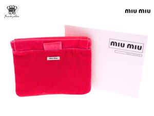 ミュウミュウ ノベルティ バネ口ポーチ ポシェット ベロア 紅色 MIU MIU PARFUMS【Used 開封品】