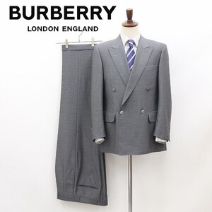 国内正規品◆BURBERRY LONDON バーバリーロンドン メタル釦 タスマニア ウール ダブルブレスト スーツ グレー A4/79