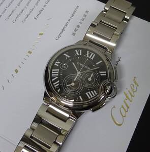 2023年5月OH・仕上済 美品 Cartier カルティエ バロンブルー クロノグラフ W6920025 自動巻 メンズ 国際保証書あり 純正箱あり 本物