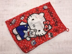 昭和レトロ Hello Kitty ハローキティ サンリオ キャラクター 巾着 小物入れ レディース 薄手 総柄 赤