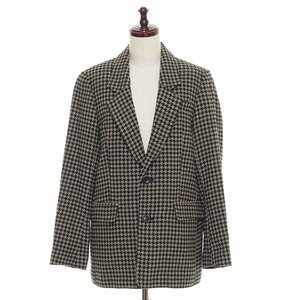 ◇499073 MOUSSY マウジー ◆HOUNDSTOOTH ジャケット 千鳥格子ウール混ツイード サイズ2 ブレザー レディース ベージュ