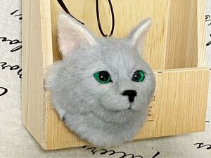 Ryan☆ハンドメイド☆羊毛フェルト☆バッグチャーム☆ロシアンブルー☆ねこ☆ハンドメイド☆cat☆ストラップ☆