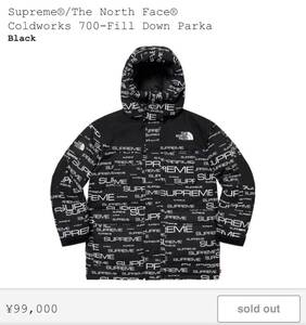 ☆Supreme The North Face TNF Coldworks 700-Fill Parka 黒 S シュプリーム ノースフェイス パーカー ダウン boxlogo 新品 送料込