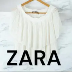 ss30 ZARA カットソー シャツ 半袖 レディース S ホワイト