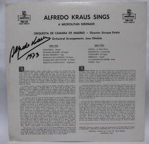 貴重 アルフレード・クラウス 直筆サイン入り 「 ALFREDO KRAUS Sings a Neapolitan Serenade 」