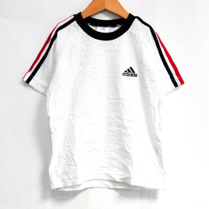 アディダス 半袖Ｔシャツ トップス 袖ライン スポーツウエア キッズ 男の子用 120サイズ ホワイト adidas