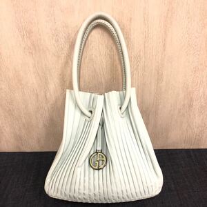 【Giorgio Armani】ジョルジオ アルマーニ★バッグ ブルー YGW931YC415 プリーツ レザー GGチャーム ショルダー トート ハンド ポーチ付 12