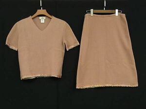 1円 ■美品■ FENDI フェンディ ウール72％×ナイロン28％ ニット セットアップ トップス スカート 表記サイズ42 洋服 ピンク系 FB1949