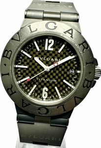 1円〜 Y 希少 BVLGARI ブルガリ チタニウム TI38TA ブラウンカーボンダイヤル メンズ 自動巻き デイト アンティーク 時計 22543421