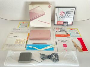 外観美品 ほぼ無傷 動作確認済み ニンテンドーDS Lite 画面に少しヤケ USG-001 メタリックロゼ Nintendo ソフト1本付属 1スタ 1円スタート 