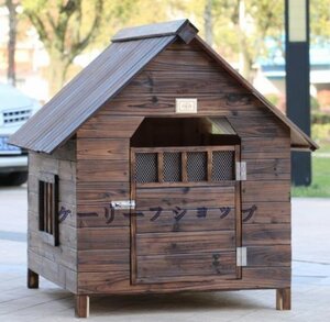 外飼い お庭用 木製 犬小屋 ペットハウス ドッグハウス 犬舎 三角屋根 脚付き 小型犬 中型犬 屋外ハウス 耐久性