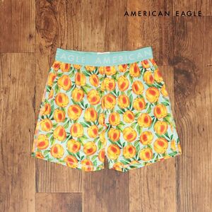 AMERICAN EAGLE/XLサイズ/トランクス 1237-3378 なめらかストレッチ フルーツ柄 ポケット付 前開き 新品/緑×オレンジ/ih216/