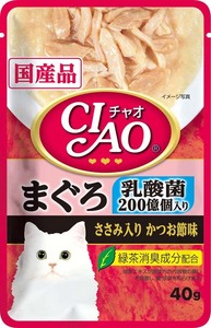 いなばペットフード CIAOパウチ 乳酸菌入り まぐろ ささみ入りかつお節味 40g IC-301