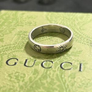 【美品】1円〜 グッチ GUCCI 指輪 リング サイズ22 刻印24 ファー ラブリング ハート インターロッキング アクセサリー Ag925 メンズ 