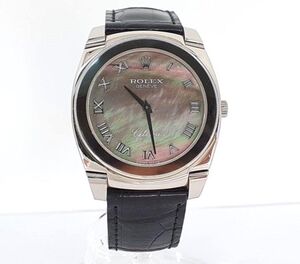 ロレックス チェリーニ 5330 手巻き メンズ 腕時計 K18WGケース・尾錠 シェル文字盤 革ベルト ROLEX CELLINI ◆3105/高林店 ST