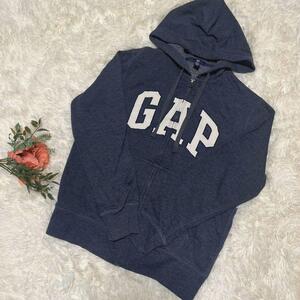 ギャップ　GAP　パーカー　XS　裏起毛　ビックロゴ　フルジップ　レディース