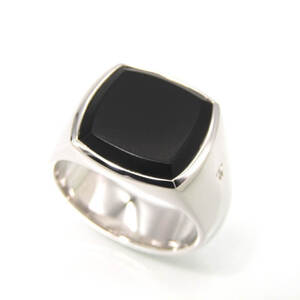 未使用 TOMWOOD トムウッド リング Cushion Black Onyx Ring #54 クッション オニキス SV925 ロジウムメッキ 14号 28008786