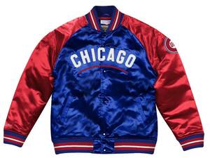 USA正規品【L】 ミッチェル&ネス Mitchell&Ness シカゴ CHICAGO カブス CUBS 公式 サテン スタジアムジャンパー 青 赤 MLB スタジャン