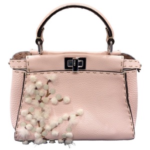 フェンディ FENDI ピーカブー アイコニック ミニ SAKURA2020 8BN244 日本限定 ピンク/SV金具 セレリアレザー ハンドバッグ レディース 中古