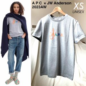 XS 新品 2023AW A.P.C. X JW ANDERSON アンダーソン コラボ ロゴ Anchor Tシャツ 定2.2万 ユニセックス メンズ レディース APC グレー