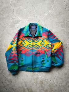 USA製【美品】Pendleton HIGH GRADE WESTERN WEAR L ラグ ネイティブ柄 ブランケット サンタフェジャケット ブルゾン ペンドルトン rrl 90s