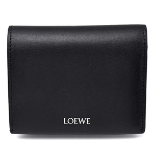 ロエベ LOEWE トライフォールド ジップウォレット 三つ折り 財布 CEM1FCAX01 レザー ブラック 黒 カーキ シルバー金具 ロゴ 小物 中古