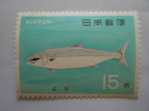 魚介シリーズ　ぶり　未使用15円切手（155）