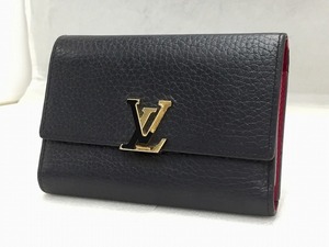 ルイヴィトン LOUIS VUITTON 【難有品】 ポルトフォイユ・カプシーヌ コンパクト 三つ折り 財布 ノワール/ホットピンク M62157