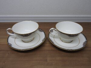 ★☆Noritake ノリタケ　Bone China　カップ＆ソーサー　ペア　茶器　2客　☆★