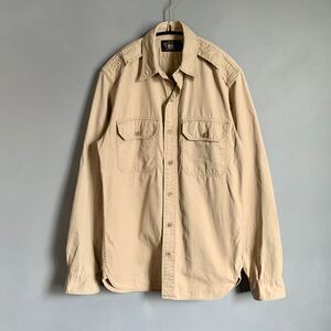 RRL ボーイスカウトシャツ XS ラルフローレン サファリ ダブルアールエル ベージュ ワーク カーキ チノ素材 長袖　