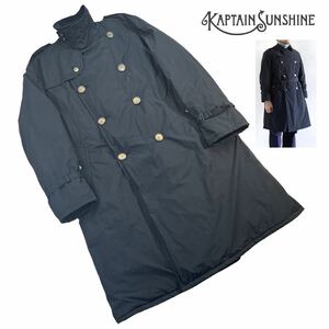 定価6.5万 人気 KAPTAIN SUNSHINE キャプテンサンシャイン Padded Trench Coat パッデドトレンチコート サイズL ネイビー スレ汚れ有 A2867