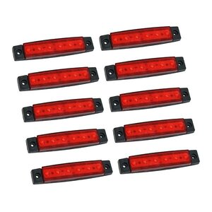 24V LED 6発 サイドマーカー 赤 レッド 10個 フラット 角型 9mm 薄型マーカー トラック 車高灯 車幅灯 路肩灯 ワークライト デイライト